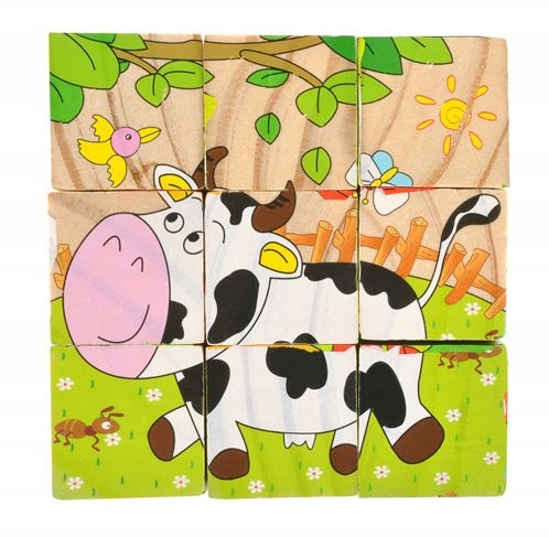 Układanka 6w1 Edukacyjne Drewniane Klocki Puzzle