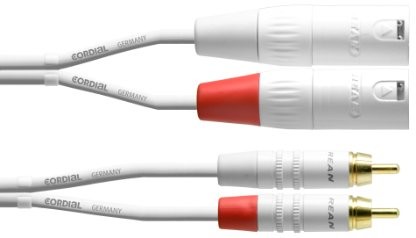 Cordial 2 x RCA/2 x XLR, 3 m kabel audio CFU 3 MC-SNOW
