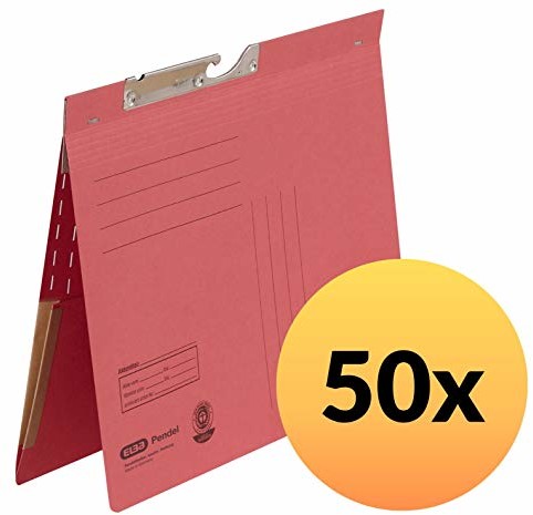 Elba 100570026 skoroszyt wahadłowy, opakowanie 50 sztuk, torba z grzbietem ze zszyciem handlowym 320 g/m, karton Manila, czerwony 100570026