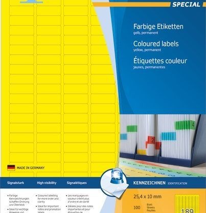 Herma Kolorowe etykiety A4 25,4 x 10 mm żółty trwała przyczepność 4237 4237