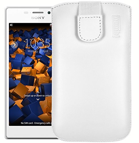 Mumbi etui z prawdziwej skóry kompatybilne z Sony Xperia M2 etui skórzane Case Wallet, czarne Sony Xperia M2