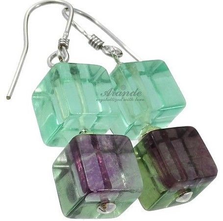 Arande NATURALNY FLUORYT piękne kolczyki SREBRO