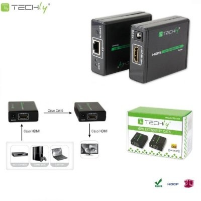 Techly Extender HDMI po skrętce Cat 6/6a/7 do 60m Full HD 3D czarny KKTCKPBV0040