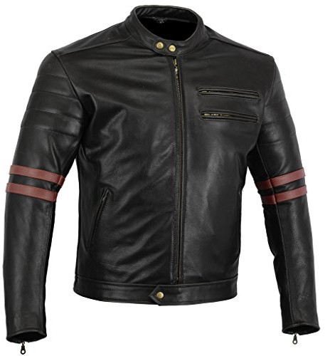 Bikers Gear Australia Gear The Rocker motocykl czarna skórzana kawiarnia Racer kurtka CE1621-1 PU pancerz, OxBlood UK 40 EU 50 duża lj1018/red/L