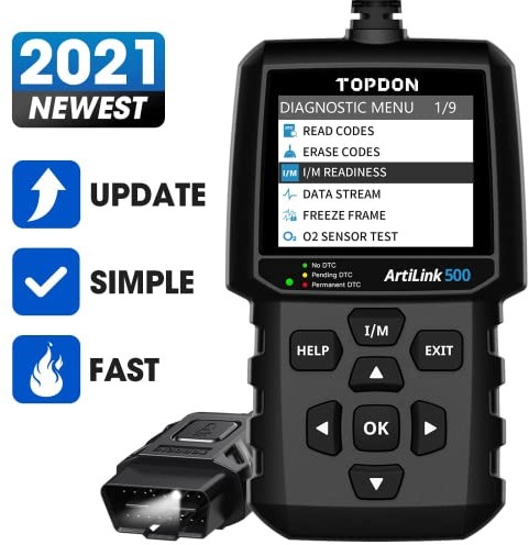 TOPDON TOPDON OBD2 urządzenie diagnostyczne AL500 skaner samochodowy OBDII z 10 funkcjami OBD2, uniwersalny czytnik kodów błędów, bezpłatne aktualizacje, wyszukiwanie DTC, drukowanie danych, 7 języków AL500-DE