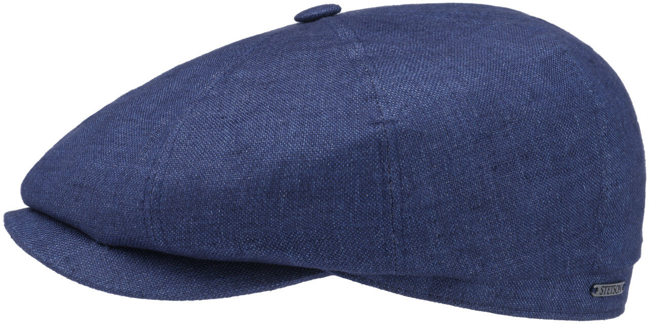 Płaski Kaszkiet z Lnu Hatteras Classic by Stetson, niebieski nakrapiany, 62 cm