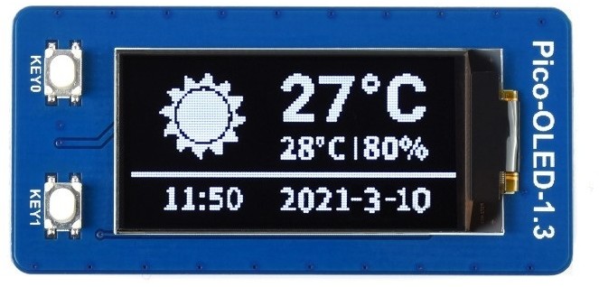 Raspberry Pi Waveshare Wyświetlacz OLED 1,3'' 64x128px - SPI/I2C - czarno-biały - do Pico - Waveshare 19376 WSR-19546