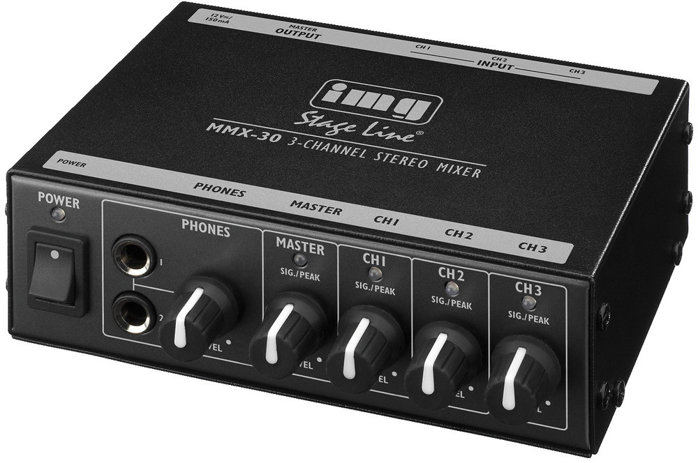 IMG Stage Line STAGELINE MMX-30 Kompaktowy 3-kanałowy mikser liniowy stereo 84037