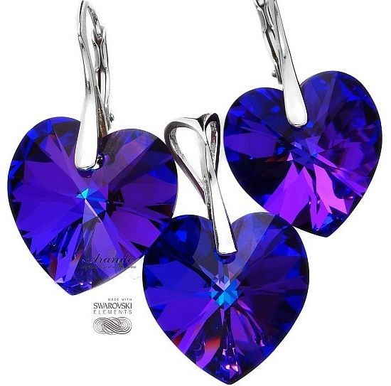 Arande SWAROVSKI KOMPLET serca HELIO SREBRO CERTYFIKAT 4189182884