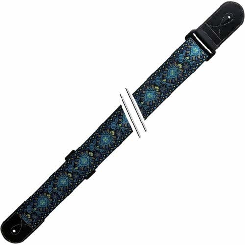 Gewa Fire & Stone 531069 Gitarrengurt Folklore Edition Jacquard Blue Yellow 531069