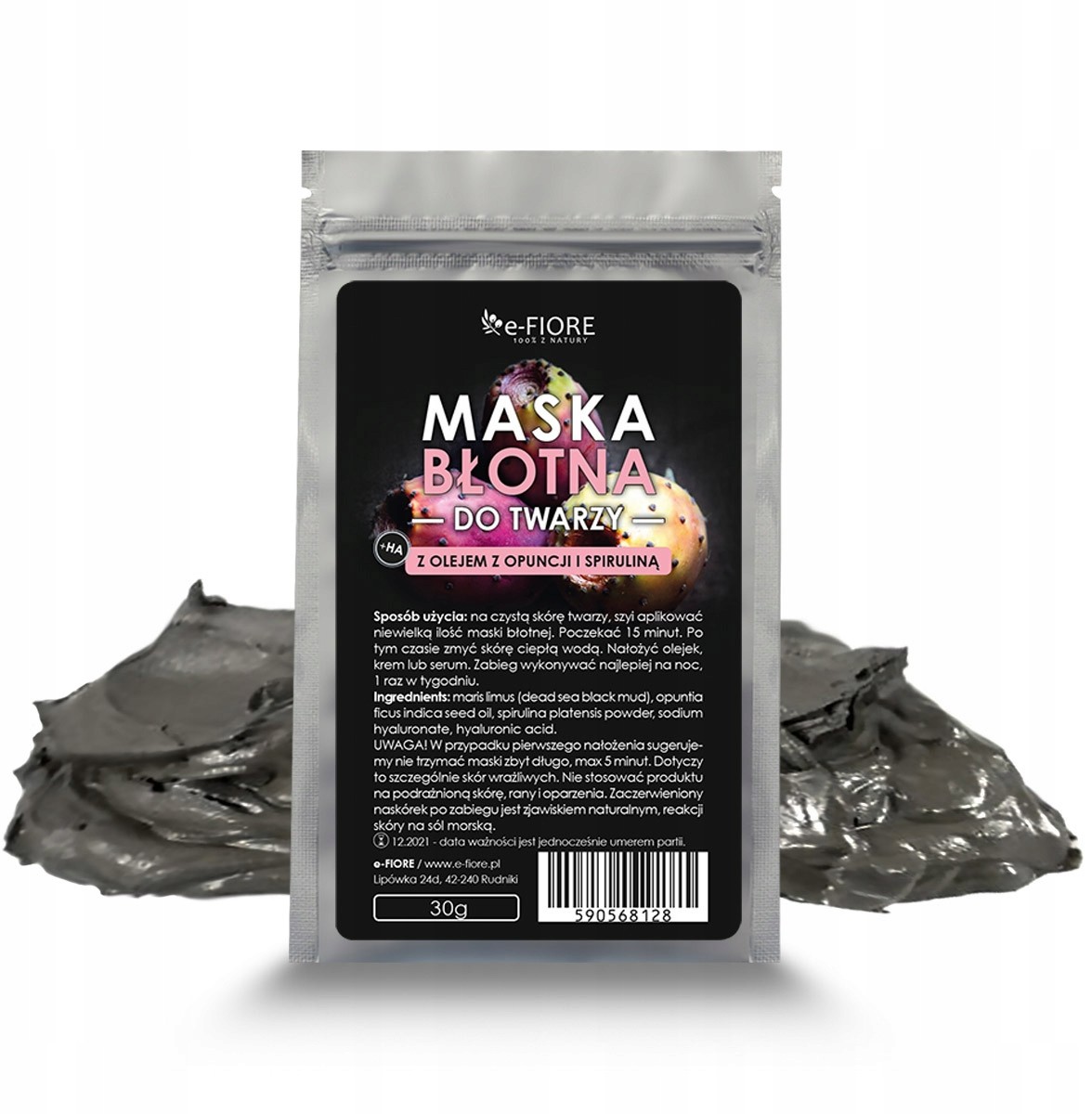 Maska Błotna do twarzy ze spiruliną i kwasem Ha