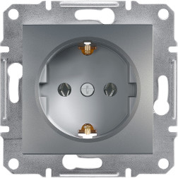 Schneider Asfora gniazdo Schuko podtynkowe pojedyncze stalowe EPH2900162