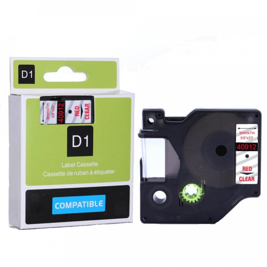 Dymo Taśma zamiennik 40912, 9mm x 7m, czerwony druk / przezroczysty podkład