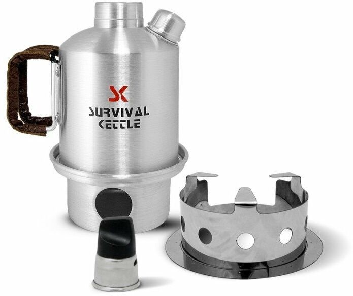Survival Kettle Aluminiowa Kuchenka czajnik turystyczny Survival Kettle Half srebrna - zestaw