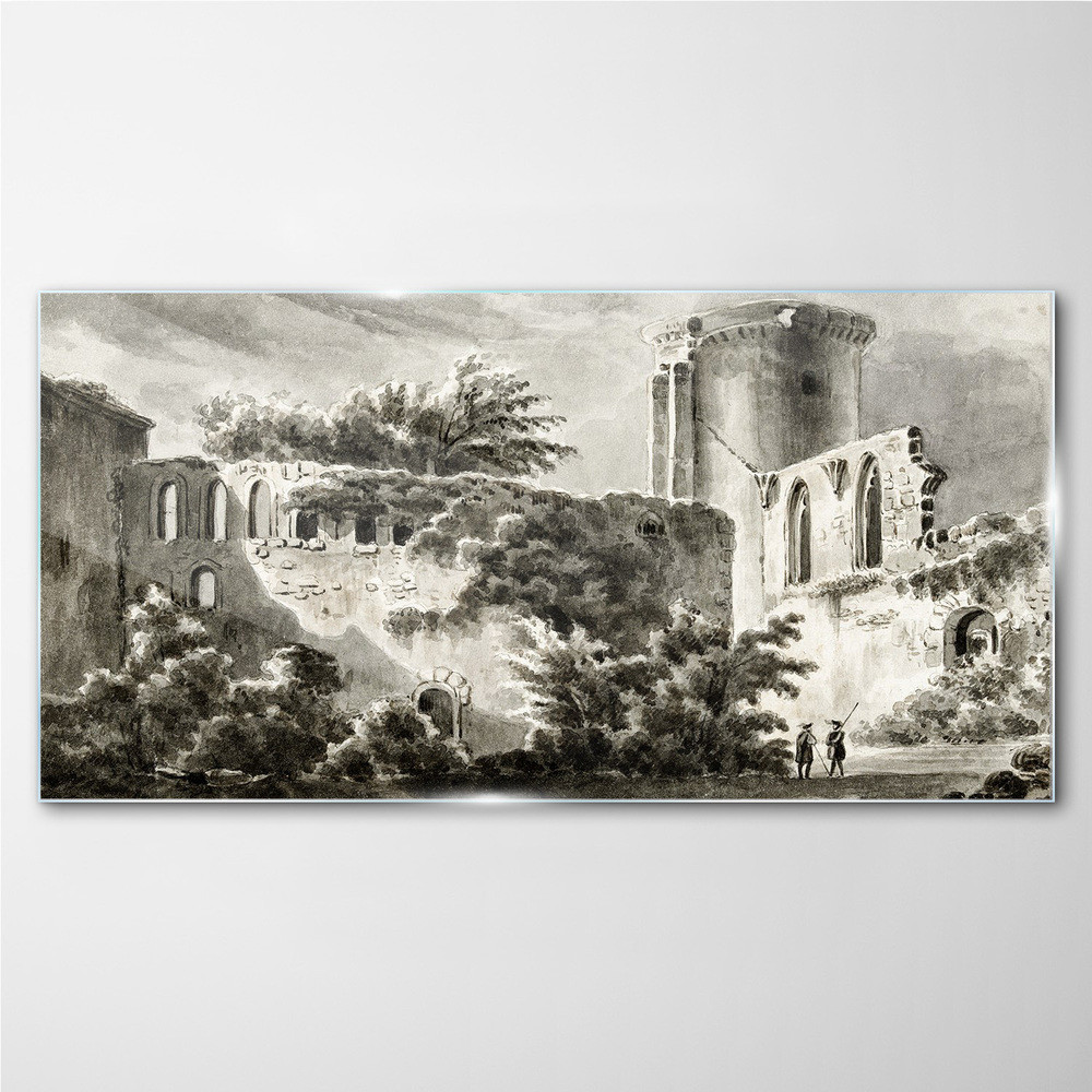 PL Coloray Obraz na Szkle drzewa zamek żołnierze 100x50cm