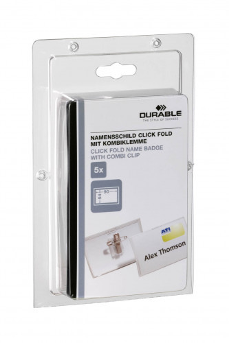 Durable Identyfikator z kombi-klipem Click Fold 54 x 90mm 25 sztuk 8214