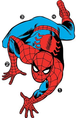 RoomMates 54583 RM  Marvel Spider-Man Comic tatuaż na ścianę, PCW, kolorowy, 13 x 2,5 x 45,5 cm RMK3253GM