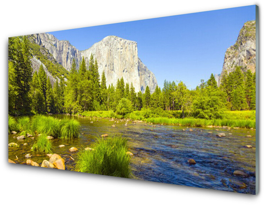 Tulup.pl Panel Szklany Jezioro Góra Las Przyroda 120x60cm