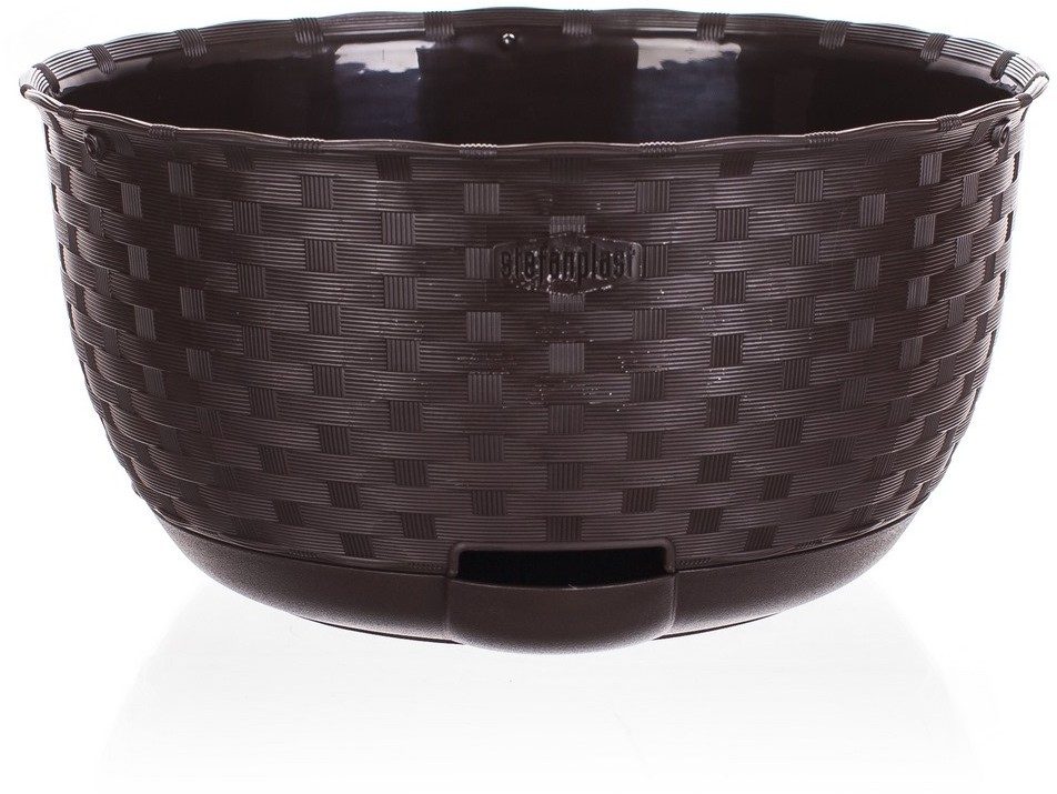 Doniczka na kwiaty samonawadniające Rattan Natura Line brązowy, śr. 30 cm
