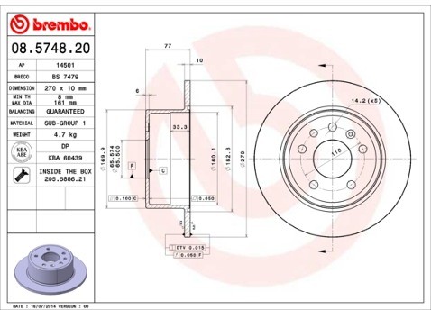 BREMBO Tarcza hamulcowa 08.5748.20