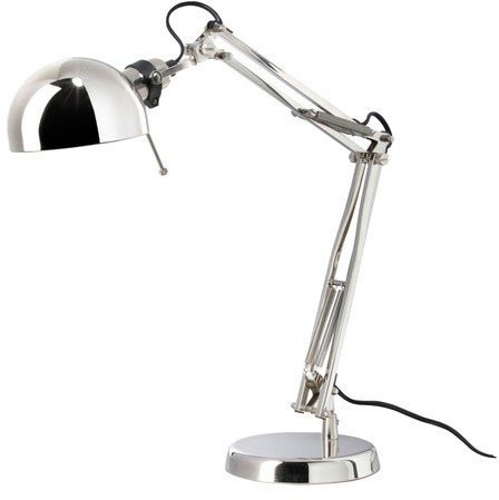 Ikea IKEA lampy stołowe 'Forsa' lampka robocza z regulowanym ramieniu i głowa  wysokość 50 cm  z niklowanej stali 5054809742239