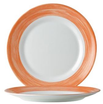 Hendi Talerze płytkie deserowe wytrzymałe pomarańczowe Brush śr 195mm 6 szt 49138 1008281
