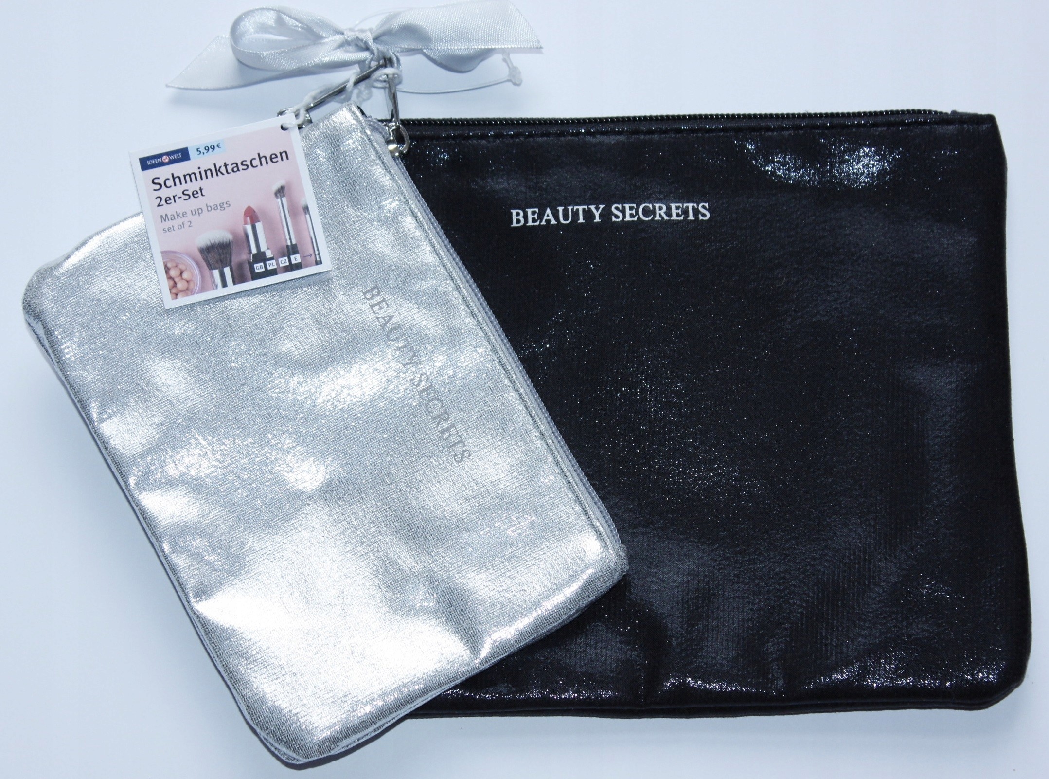 Beauty Secrets 2 x kosmetyczka czarna i srebrna