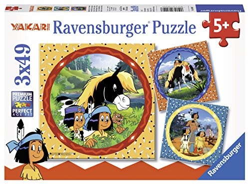 Ravensburger Raveurger Puzzle dziecięce 08000 - Yakari, odważny Indian - 3 x 49 części