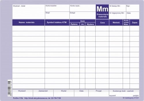 Firma krajewski Przesunięcie międzymagazynowe Mm [Pu/Gm-115b] Pu/Gm-115b