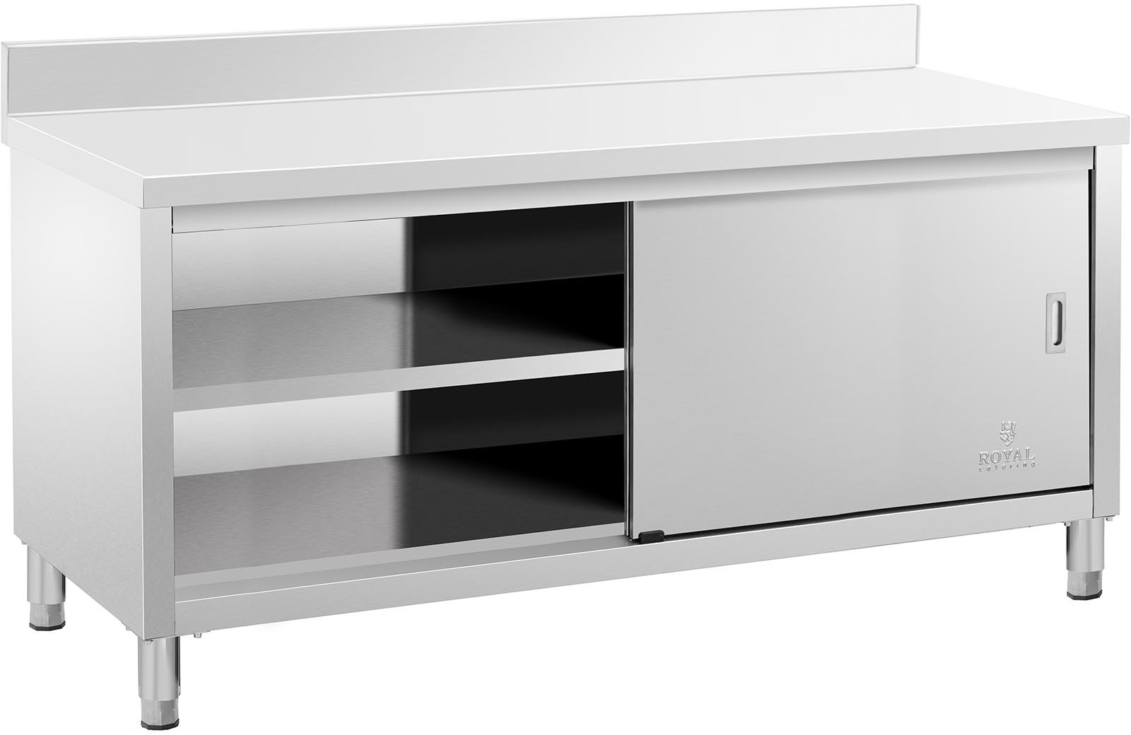 Royal Catering Stół roboczy z szafką rant 180 x 70 cm 600 kg RCSSCB-180X70-E-B