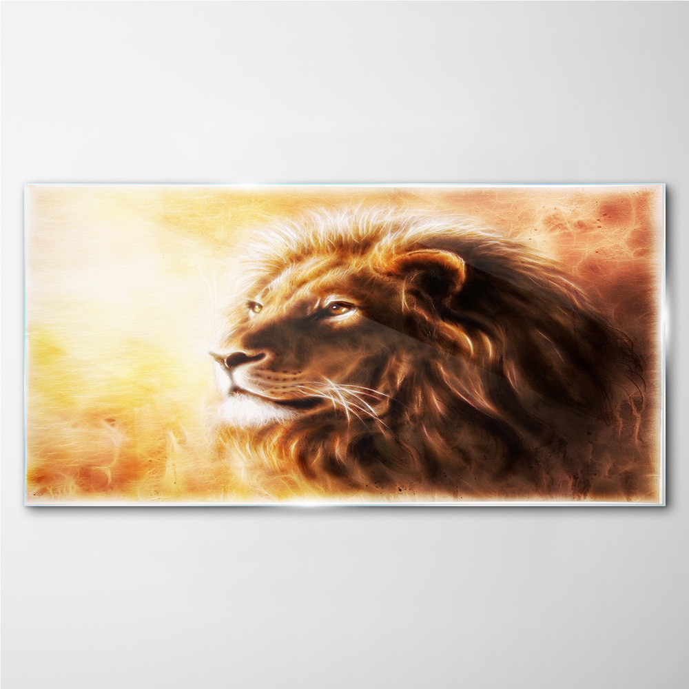 PL Coloray Obraz na Szkle Abstrakcja Zwierzę Kot Lew 100x50cm