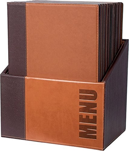 Securit SECURIT trendy Range Box kart menu z 20 kart w formacie A4, po 1 dwustronną deponentów, jasnobrązowy MC-BOX-TRA4-LB