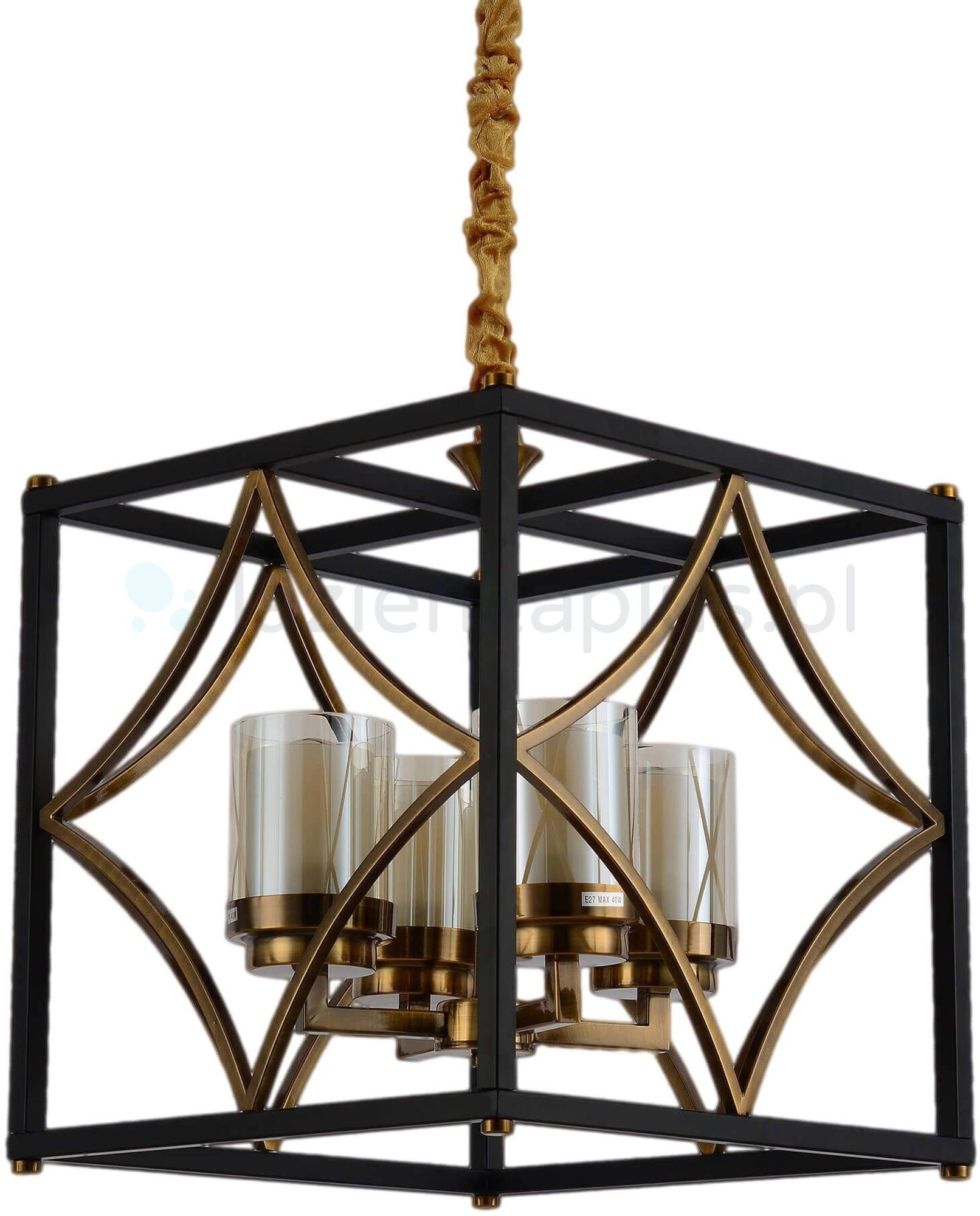 Lumina Deco Deco Deco Quadrato lampa wisząca czarny mosiądz przezroczysty LDP12234BKMD