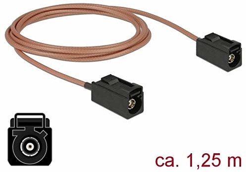 Delock 89679 1,25 m FAKRA A FAKRA A czarny, brązowy kabel koncentryczny kabel koncentryczny (FAKRA A, FAKRA A, Droit, RG-316, 1,25 m) 89679