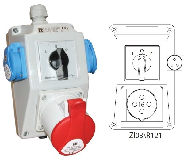Spamel Zestaw instalacyjny L-0-P 16A/4 1x230V ZI03R121 ZI03R121