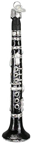 Old World Christmas Ozdoby choinkowe: instrumenty muzyczne ze szkła na choinkę. Klarnet 5,75 x 1 czarny błyszczący