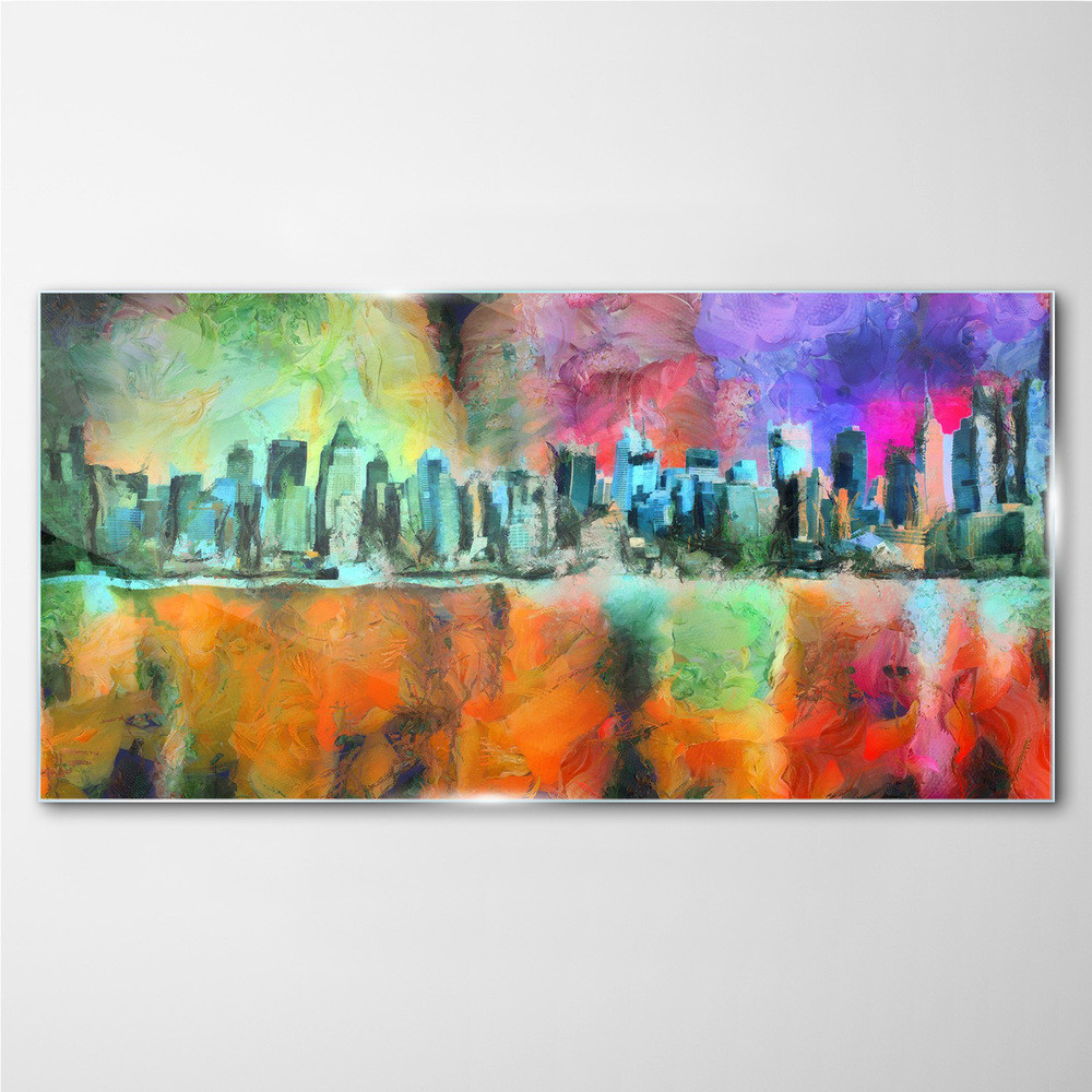 PL Coloray Obraz na Szkle abstrakcja miasto 100x50cm