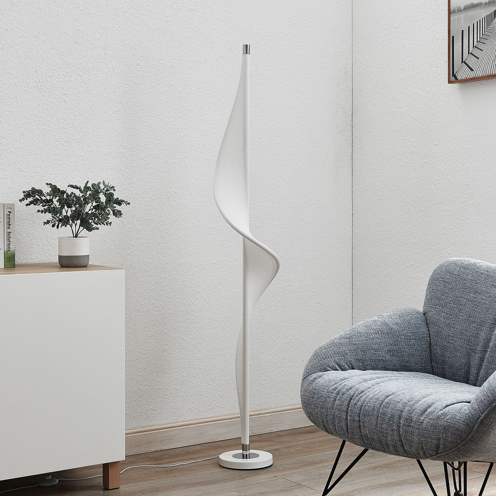 LUCANDE Lucande Edano lampa stojąca LED kręty kształt