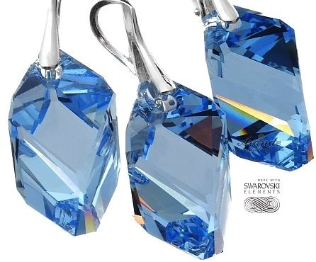 Arande SWAROVSKI niebieski komplet LIGHT SAPPHIRE SREBRO 4198459712