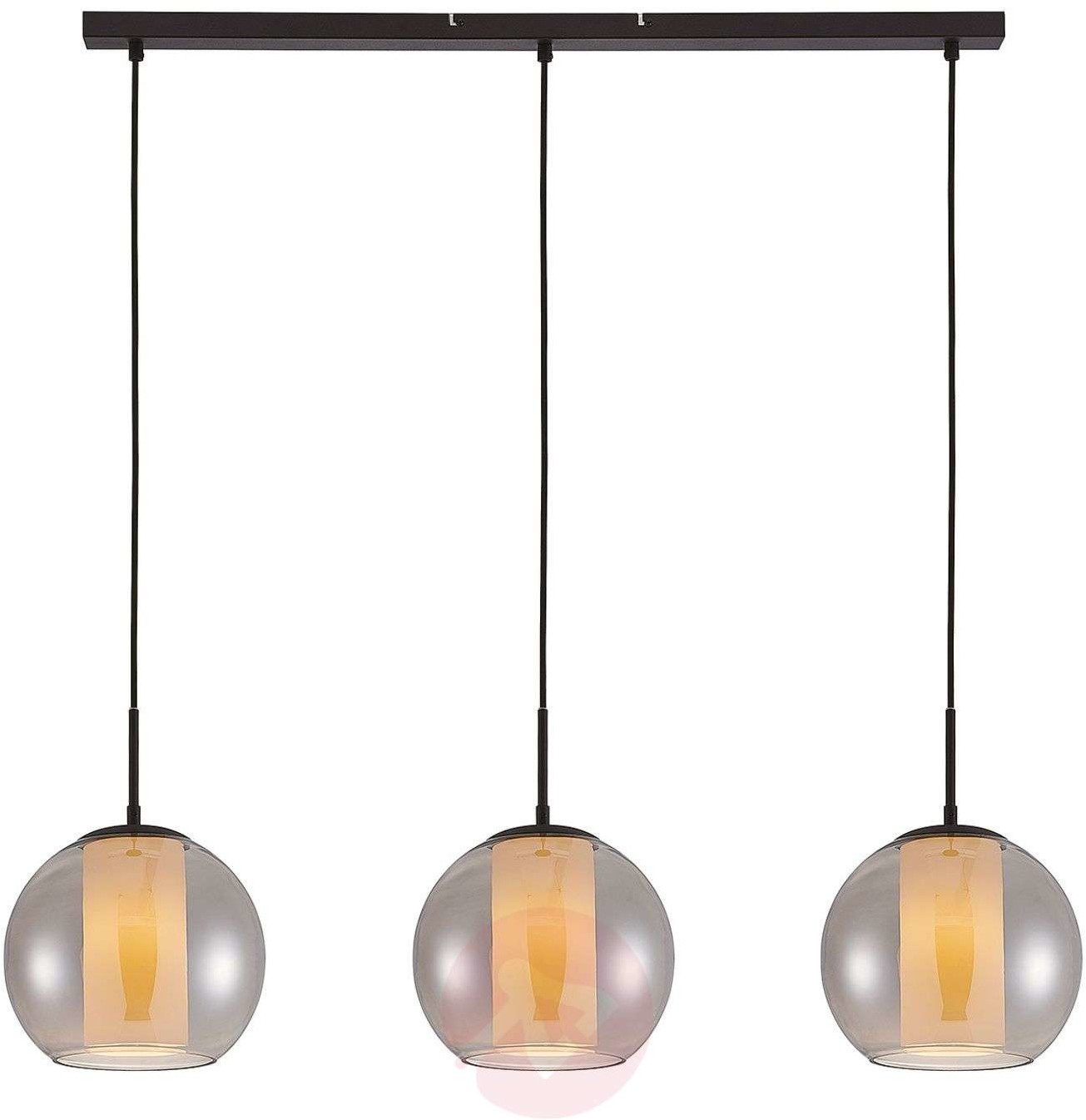 Lindby Lindby Yela szklana lampa wisząca, 3-pkt., szara