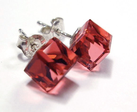 Swarovski Kolczyki Srebro CERTYFIKAT różowe