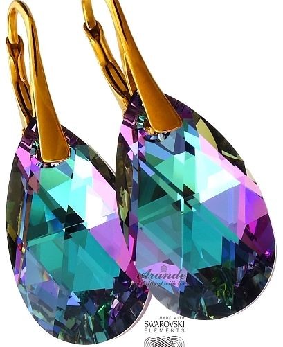 Swarovski piękne kolczyki VITRAIL ZŁOTE SREBRO