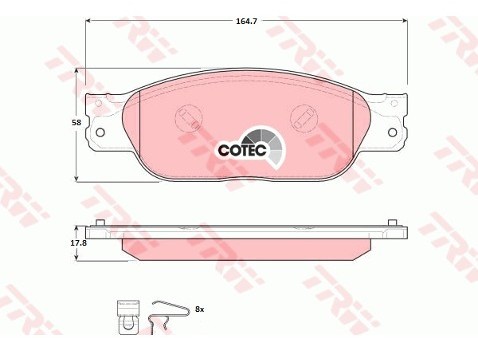 TRW Zestaw klocków hamulcowych, hamulce tarczowe GDB1510