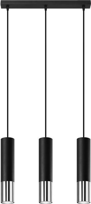 Czarno-chromowana potrójna lampa wisząca tuba T9-L02