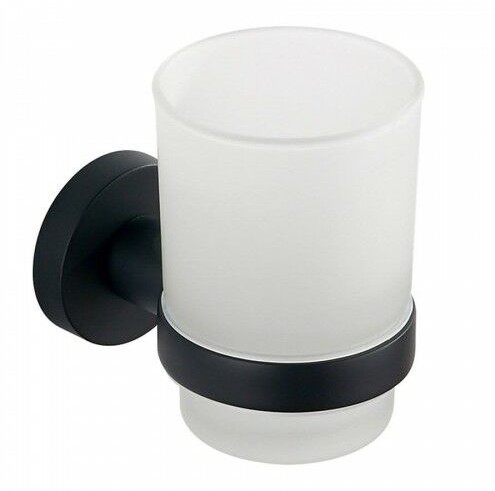 Aqualine Kubek 6,8x10x10 cm szkło mleczne / czarny SAMBA SH/SB204