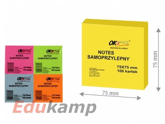 Sdm Notes samoprzylepny SDM 75x75cm 100k. mix kolor NO59SDM