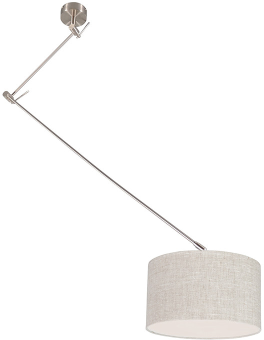 QAZQA Lampa wisząca regulowana stal klosz szary 35cm - Blitz I
