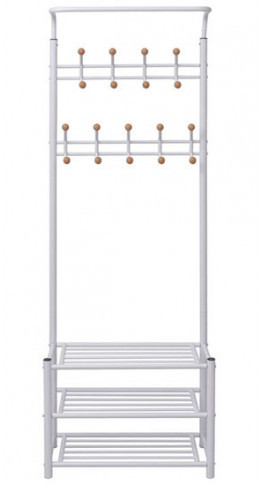 Wieszak Stojący Biały Na Ubrania Z Półkami L7-T62