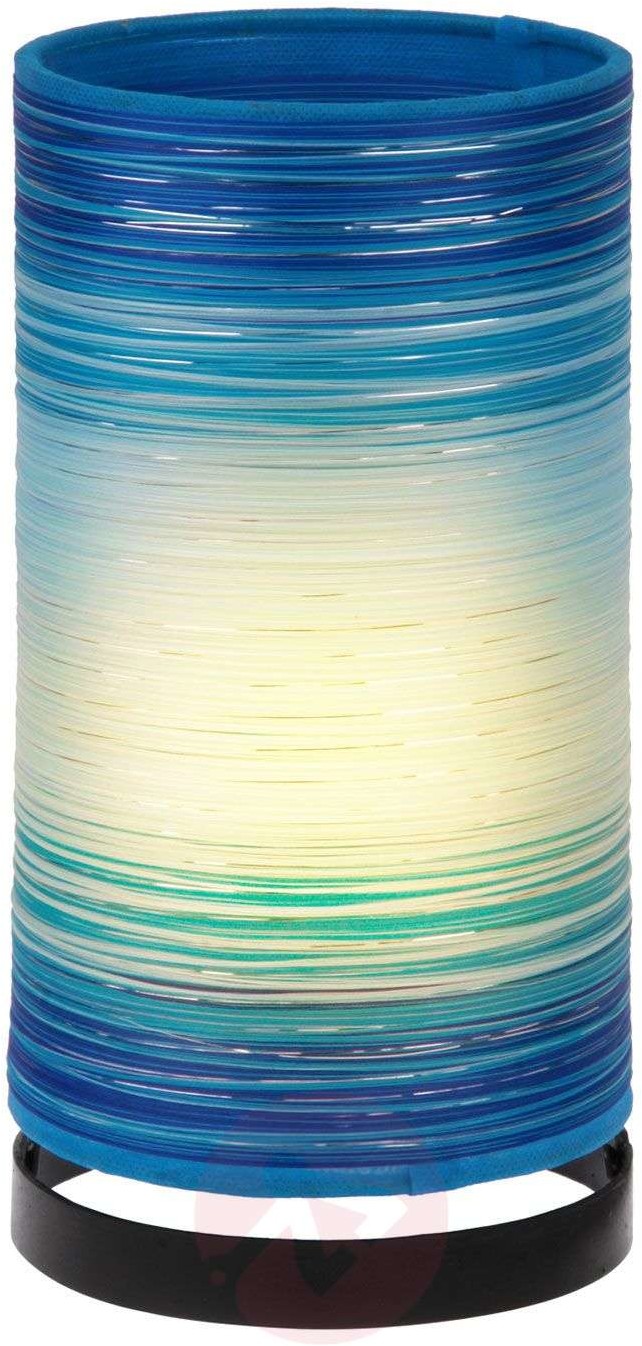 Woru Lampa stołowa Julie owinięta nitkami, niebieska