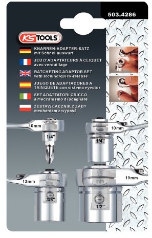KS Tools Komplet adapter  503.4286 Gear Plus klucz nasadowy, metryczny, 4-częściowy 5034286